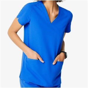 Figs Casma Three Pocket Scrub Top Royal Blue